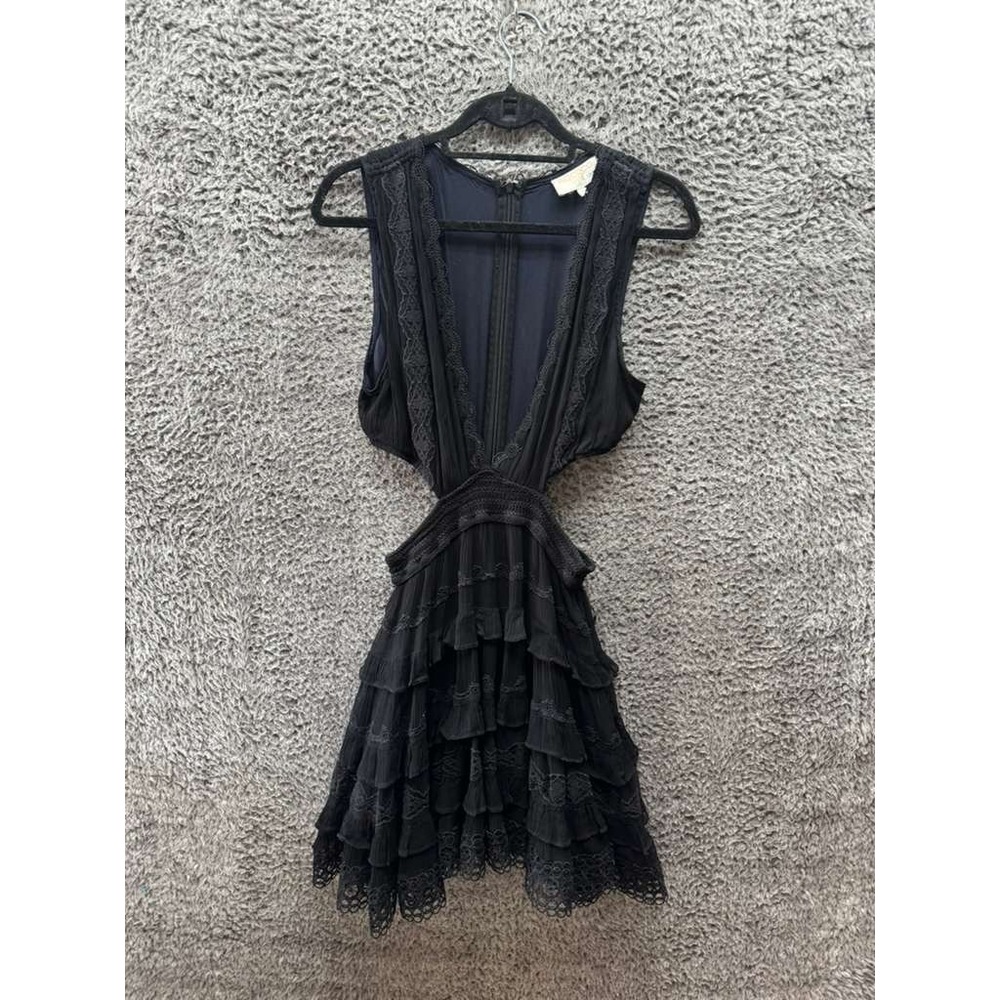 Rococo Sand Tessa Plunge Neck Cut Out‎ Sleeveless Mini Dress Black Womens Size L